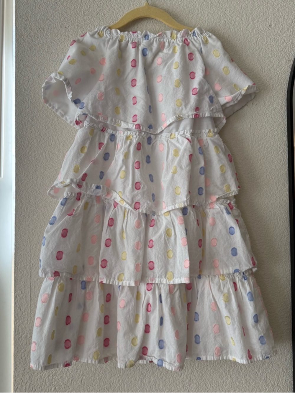 Girls White Tiered Polka Dot Dress 6 years old 6Y - Picture 5 of 5